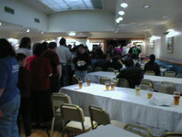 Queue for beer and sausages